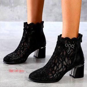 GlamourUp Your Foot Style with these Medium Size 9 Sparkly Ankle Boots